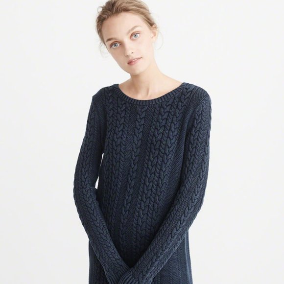 Abercrombie Grey Cableknit Bodycon Sweater Dress - Picture 4 of 4